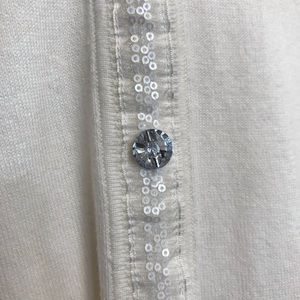 Cream cardigan with rhinestones and beading